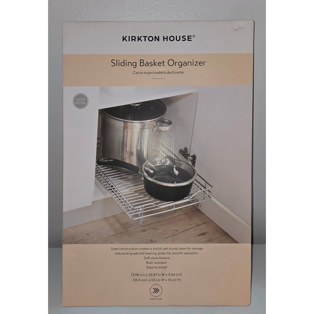 Kirkton House Sliding Basket Organizer Satin Nickel New 13.98 X 20.87 X 3.94